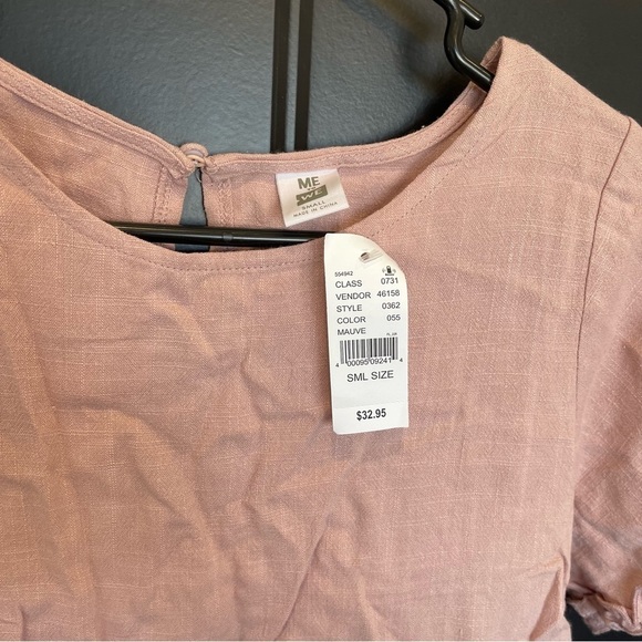 Pacsun Me To We Mauve Linen Blend Ruffle Top - Picture 7 of 7